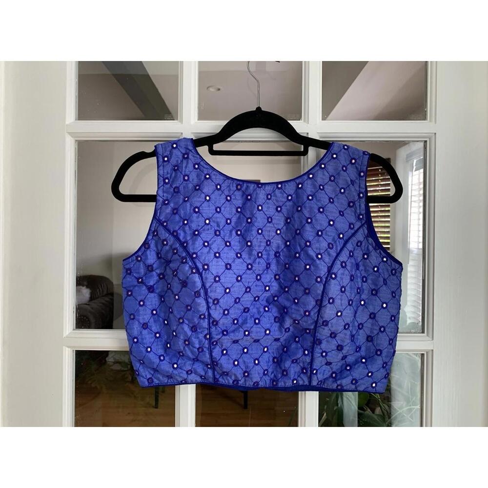 Blue Partywear Readymade  Indian Choli Blouse Mirrorwork For Saree And Lehenga